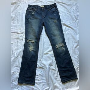 Free People Women’s Blue Denim Distressed Ripped Jeans Size 31